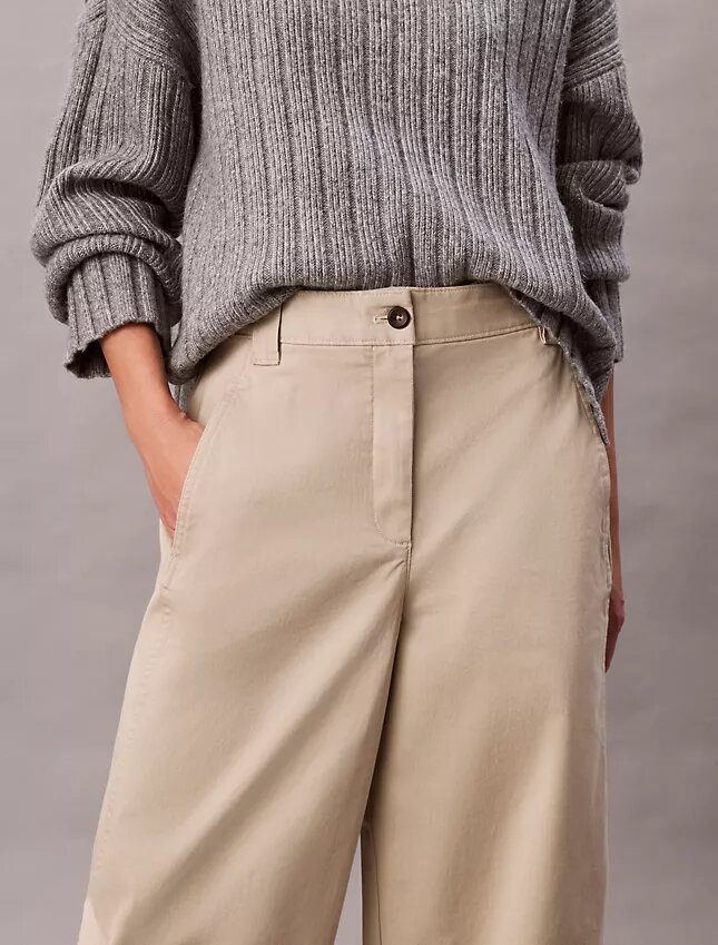 Spodnie z bawełnianego twillu Cotton Stretch z elastycznym pasem Spodnie z bawełnianego twillu Cotton Stretch z elastycznym pasem
