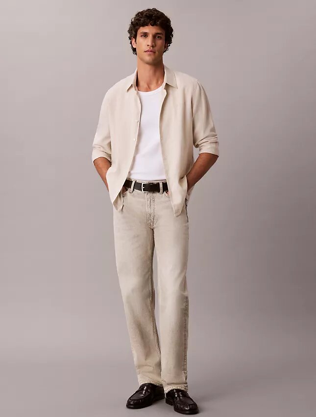 Standardowe proste Jeansy z mieszanki wełny Standardowe proste Jeansy z mieszanki wełny