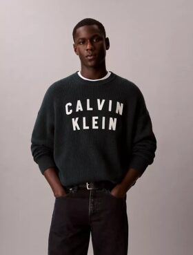 Sweter o luźnym kroju z nadrukiem logo Varsity