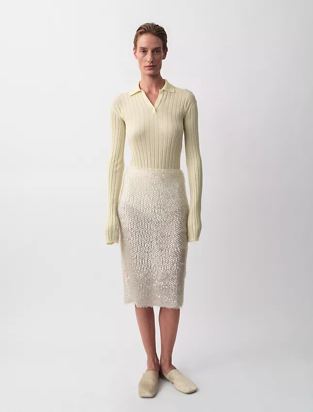 Sweter polo Amber z prążkowanym wzorem Sweter polo Amber z prążkowanym wzorem
