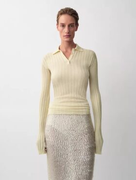 Sweter polo Amber z prążkowanym wzorem