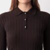 Sweter polo Amber z prążkowanym wzorem Sweter polo Amber z prążkowanym wzorem