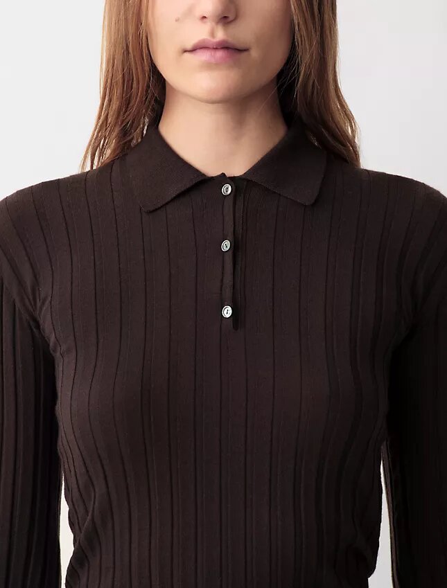 Sweter polo Amber z prążkowanym wzorem Sweter polo Amber z prążkowanym wzorem
