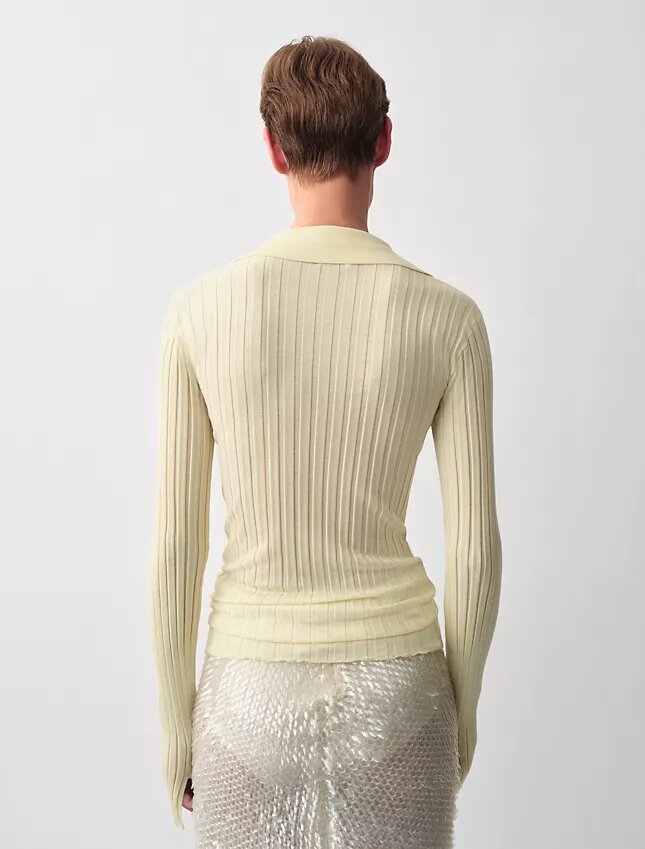 Sweter polo Amber z prążkowanym wzorem Sweter polo Amber z prążkowanym wzorem