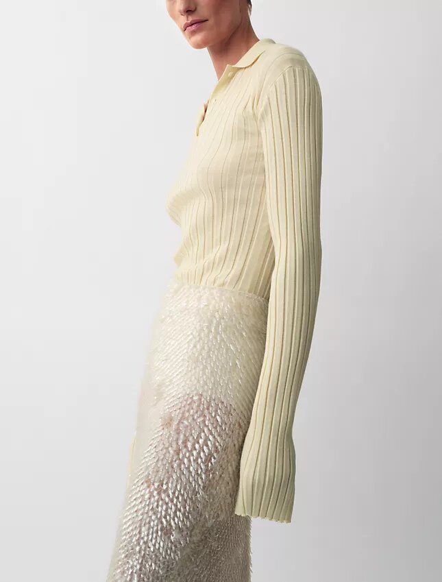 Sweter polo Amber z prążkowanym wzorem Sweter polo Amber z prążkowanym wzorem