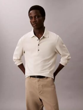 Sweter polo z żakardu o luźnym kroju