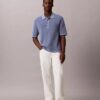 Sweter polo z bawełny waflowej Sweter polo z bawełny waflowej