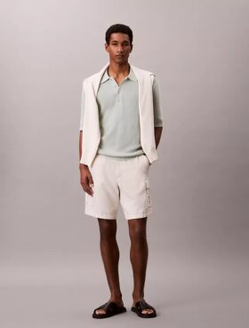 Sweter polo z bawełny waflowej