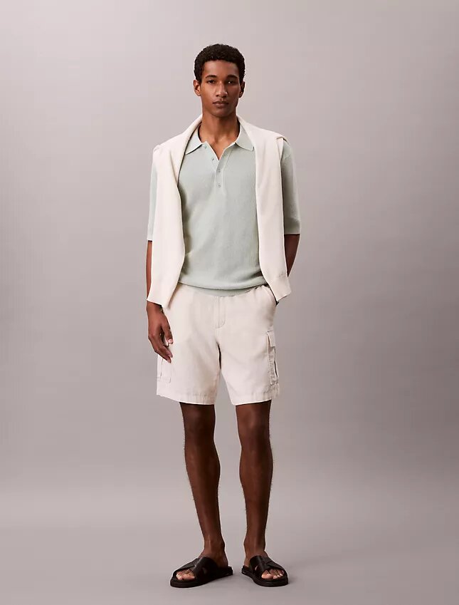 Sweter polo z bawełny waflowej Sweter polo z bawełny waflowej