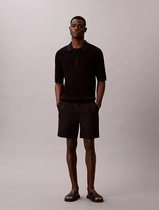 Sweter polo z bawełny waflowej Sweter polo z bawełny waflowej