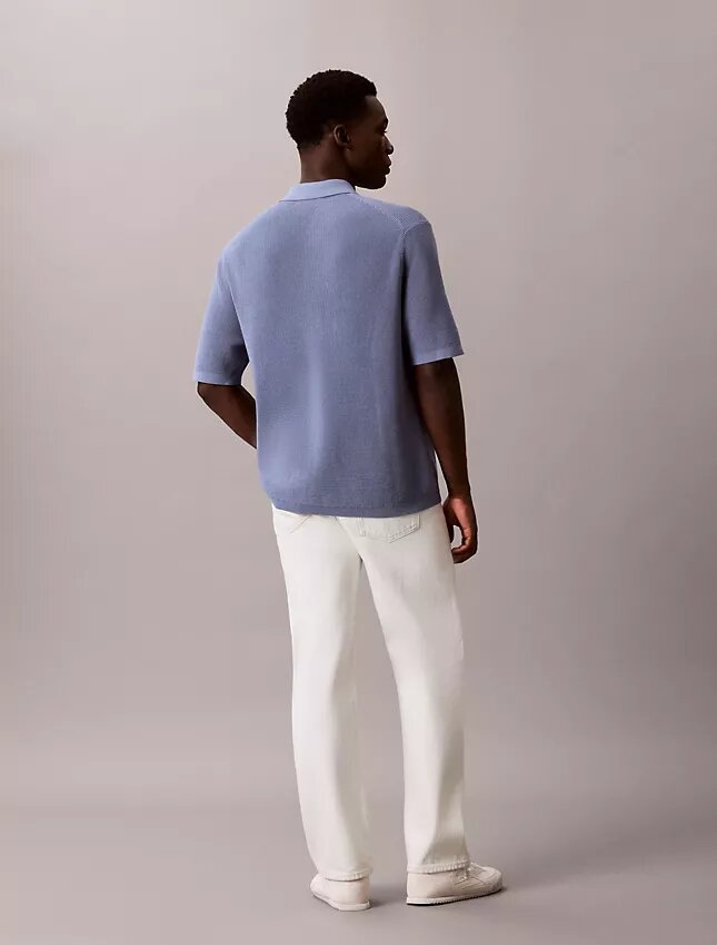 Sweter polo z bawełny waflowej Sweter polo z bawełny waflowej