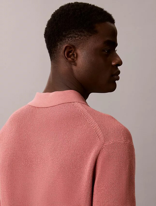 Sweter polo z bawełny waflowej Sweter polo z bawełny waflowej