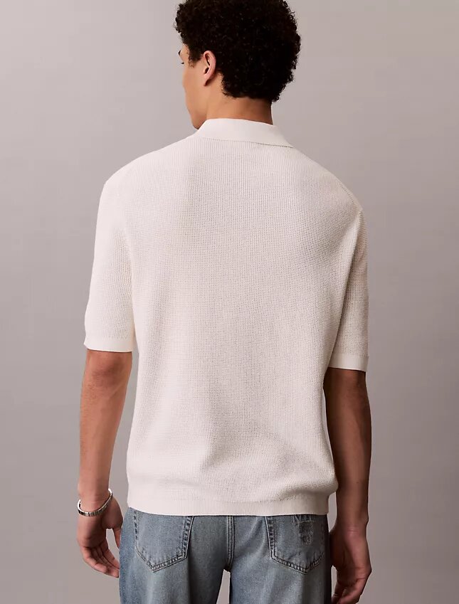 Sweter polo z bawełny waflowej Sweter polo z bawełny waflowej