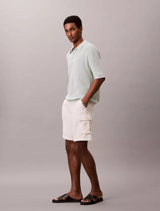 Sweter polo z bawełny waflowej Sweter polo z bawełny waflowej