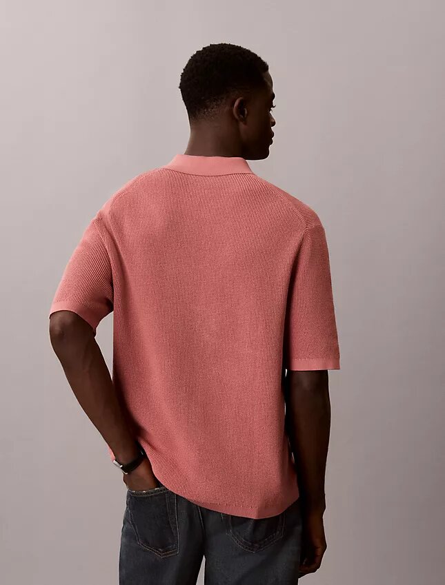 Sweter polo z bawełny waflowej Sweter polo z bawełny waflowej
