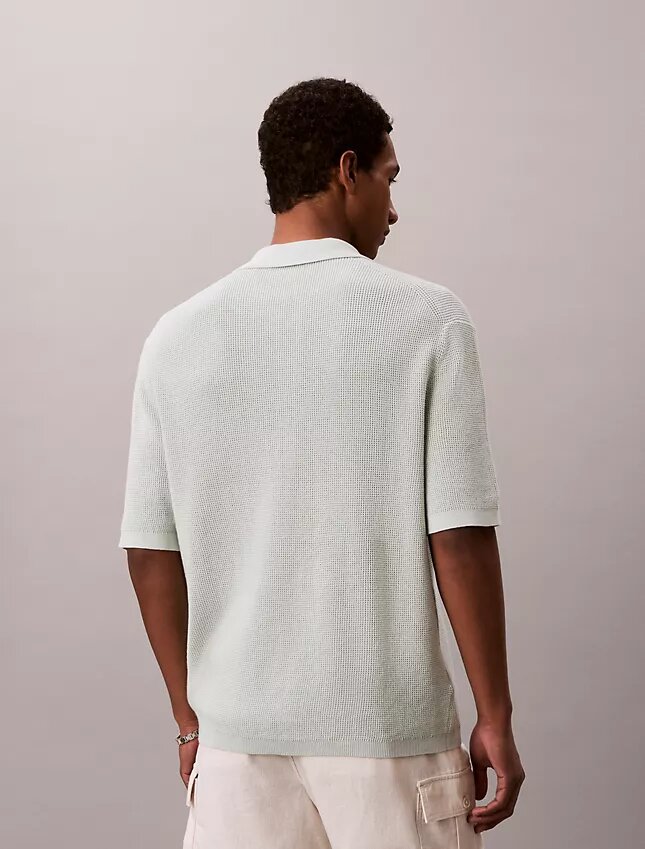 Sweter polo z bawełny waflowej Sweter polo z bawełny waflowej