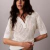 Sweter polo z dzianiny o otwartym splocie Sweter polo z dzianiny o otwartym splocie