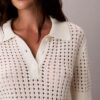 Sweter polo z dzianiny o otwartym splocie Sweter polo z dzianiny o otwartym splocie