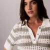 Sweter polo z dzianiny o otwartym splocie Sweter polo z dzianiny o otwartym splocie