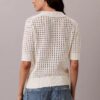 Sweter polo z dzianiny o otwartym splocie Sweter polo z dzianiny o otwartym splocie