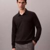 Sweter polo z mieszanki bardzo delikatnej wełny merynosowej Sweter polo z mieszanki bardzo delikatnej wełny merynosowej