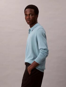 Sweter polo z mieszanki bardzo delikatnej wełny merynosowej