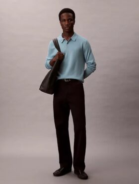 Sweter polo z mieszanki bardzo delikatnej wełny merynosowej