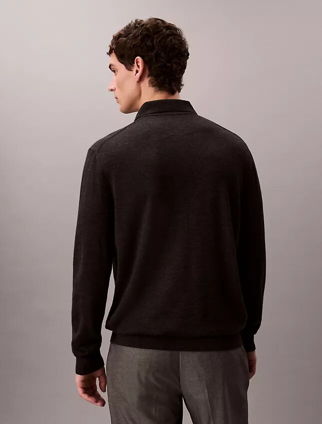 Sweter polo z mieszanki bardzo delikatnej wełny merynosowej Sweter polo z mieszanki bardzo delikatnej wełny merynosowej