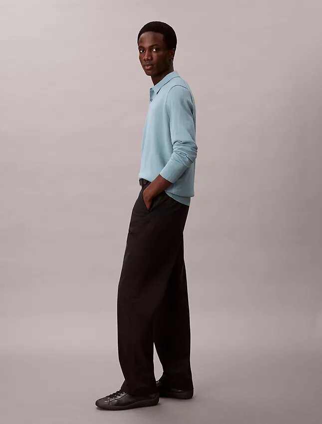Sweter polo z mieszanki bardzo delikatnej wełny merynosowej Sweter polo z mieszanki bardzo delikatnej wełny merynosowej