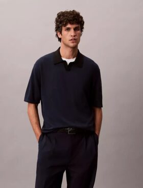 Sweter polo z mieszanki lnu