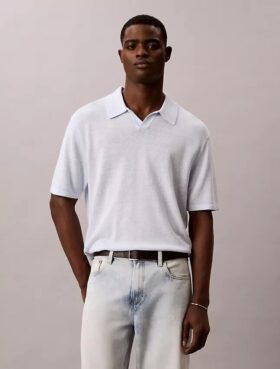 Sweter polo z mieszanki lnu