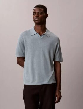 Sweter polo z mieszanki lnu