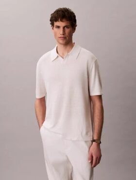 Sweter polo z mieszanki lnu