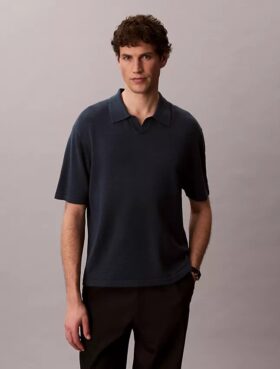 Sweter polo z mieszanki lnu