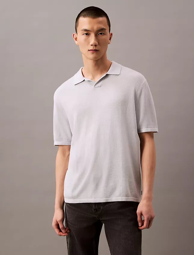 Sweter polo z mieszanki lnu Sweter polo z mieszanki lnu