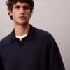 Sweter polo z mieszanki lnu Sweter polo z mieszanki lnu