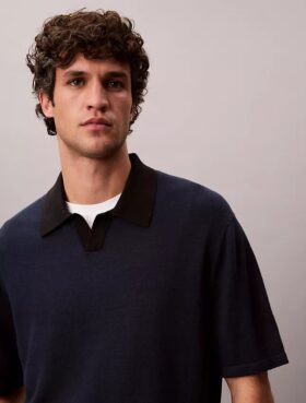 Sweter polo z mieszanki lnu