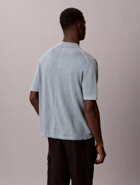 Sweter polo z mieszanki lnu