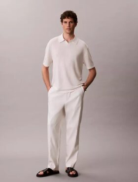 Sweter polo z mieszanki lnu
