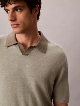 Sweter polo z mieszanki lnu