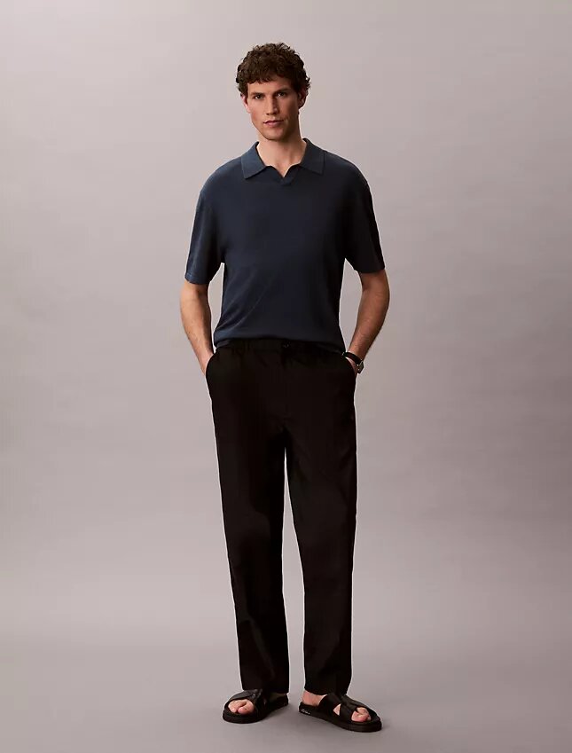 Sweter polo z mieszanki lnu Sweter polo z mieszanki lnu