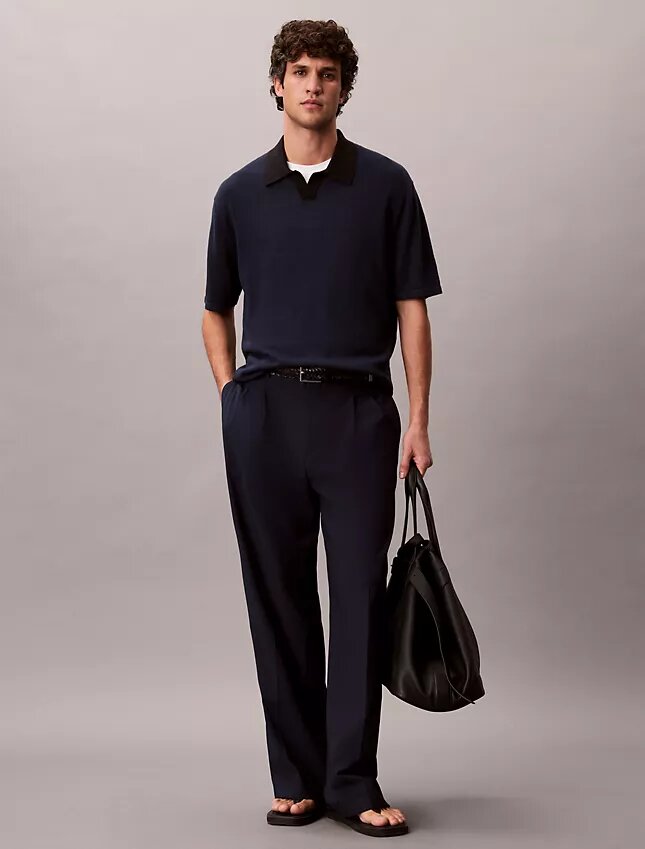 Sweter polo z mieszanki lnu Sweter polo z mieszanki lnu