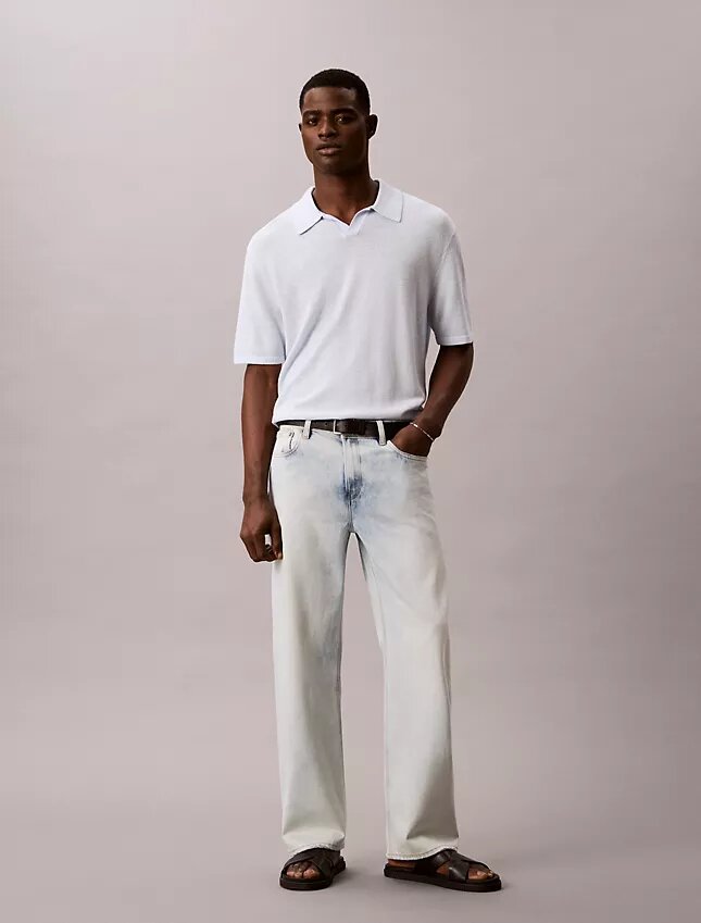 Sweter polo z mieszanki lnu Sweter polo z mieszanki lnu