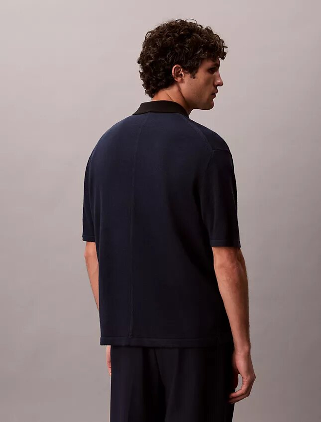 Sweter polo z mieszanki lnu Sweter polo z mieszanki lnu