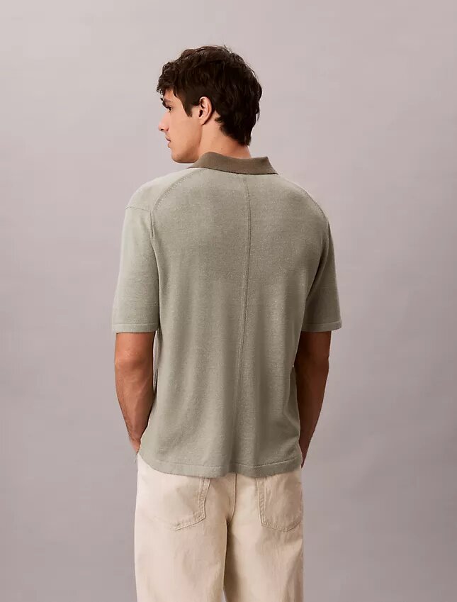 Sweter polo z mieszanki lnu Sweter polo z mieszanki lnu