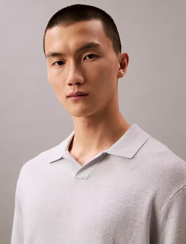 Sweter polo z mieszanki lnu Sweter polo z mieszanki lnu