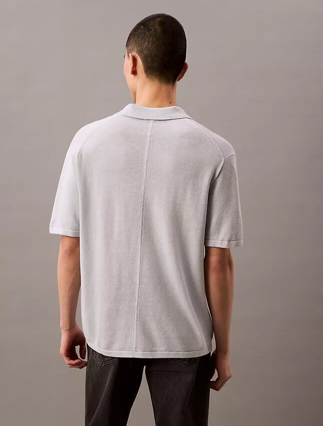 Sweter polo z mieszanki lnu Sweter polo z mieszanki lnu
