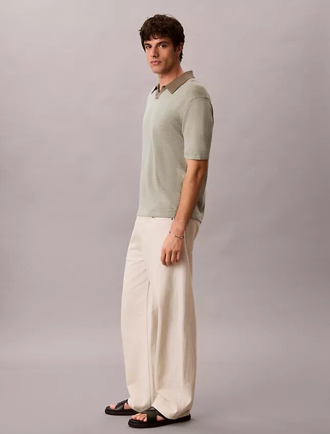 Sweter polo z mieszanki lnu Sweter polo z mieszanki lnu