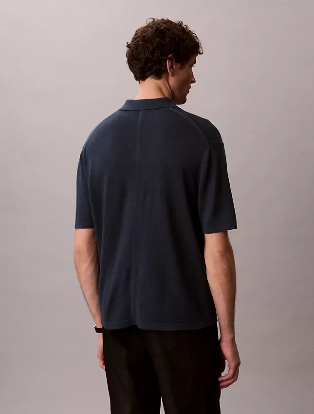 Sweter polo z mieszanki lnu Sweter polo z mieszanki lnu