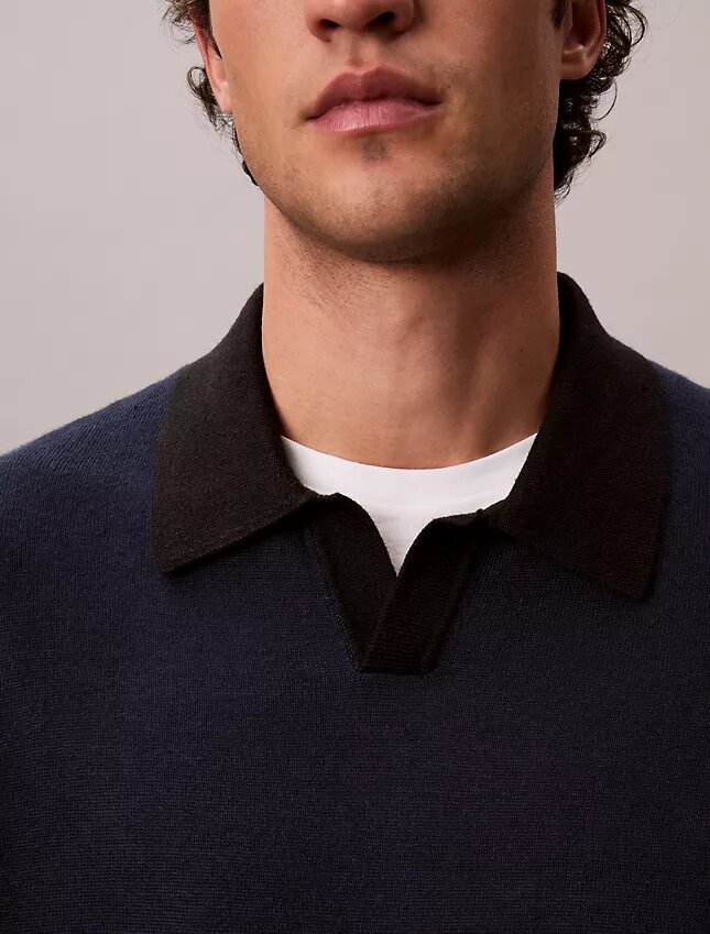 Sweter polo z mieszanki lnu Sweter polo z mieszanki lnu